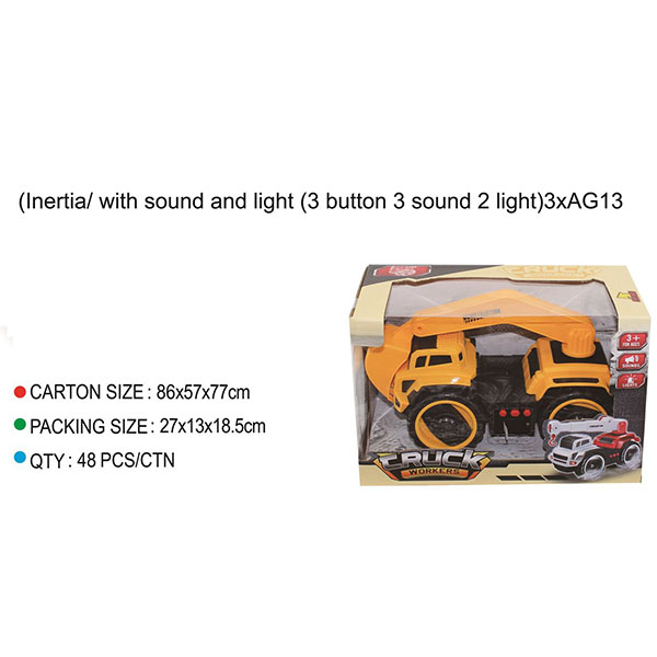 Inertial excavator with sound and light(3 button,3 sound,2 light),3*AG13 included