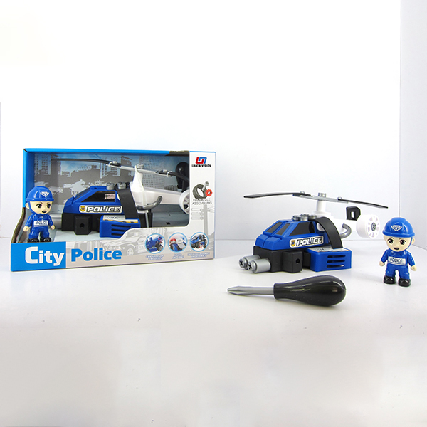 (with characters) Taxiing function DIY self-installed blocks city police helicopter