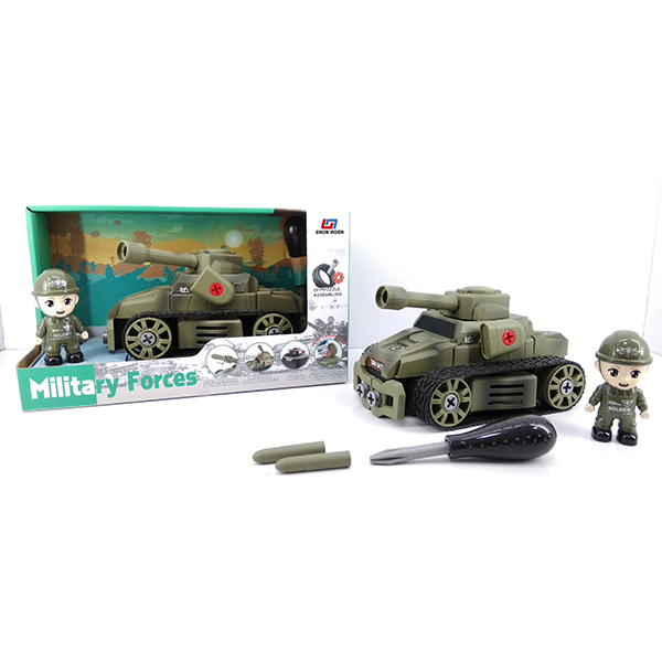 (with characters) Sliding function + catapult DIY self-assembling building blocks military series tanks