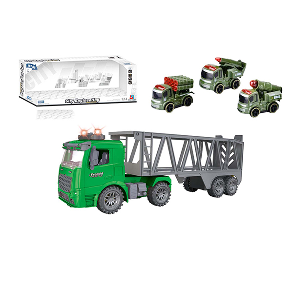 1:14 Inertial military tractor (with light and music) is equipped with 3 AG13 batteries