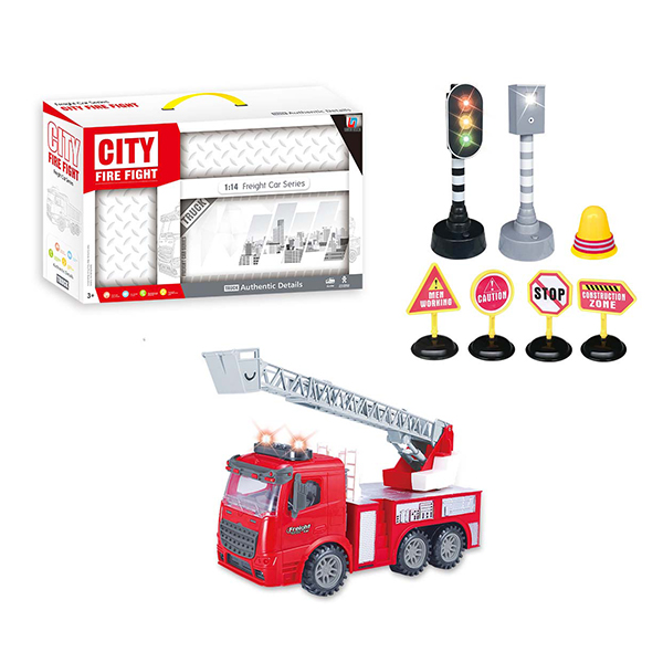 Inertial fire truck assembly box (with light music) pack 7 AG13 batteries