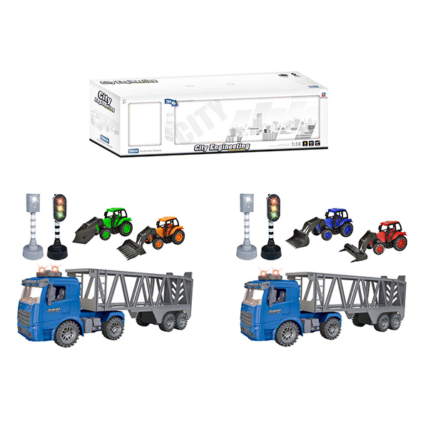 Inertial farmer tractor trailer pack box (with light music) pack 7 AG13 batteries