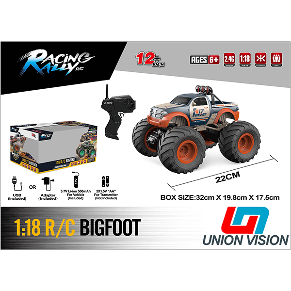 1:18 extra-large wheel racing bigfoot car