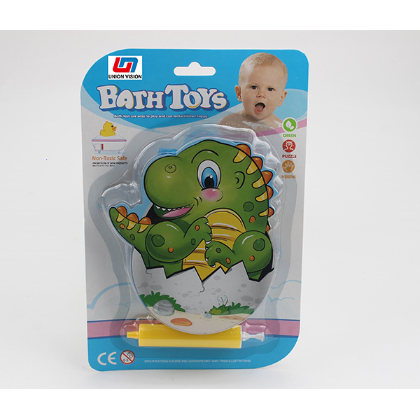 Inflatable bathroom toy (tumbler dinosaur) with tube