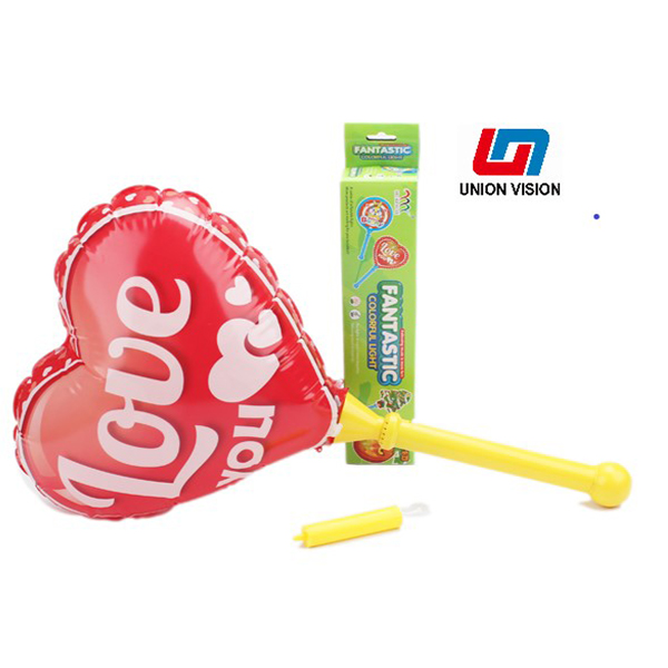 Inflatable heart peach light stick (with tube)