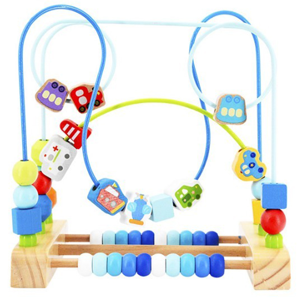 Traffic beads around wooden toys