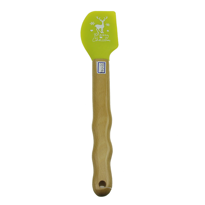 Deer Printing Silicone Spatulas with Wooden Handle