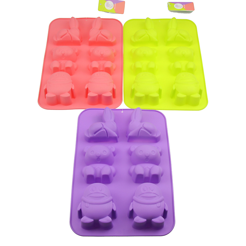 6-Cavity Cute Animal Silicone Cake Soap Decoration Mold