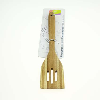 11.8" Wooden Leak Spatulas with Smooth Black  Handle