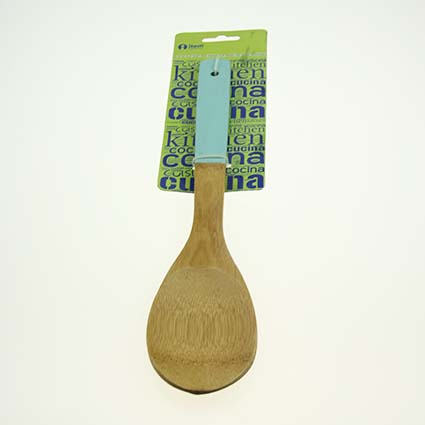 11.8" Wooden SpatulasOval Shape with Smooth Blue  Handle