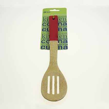 11.8" Wooden Leak Spatulas with Smooth Red Handle