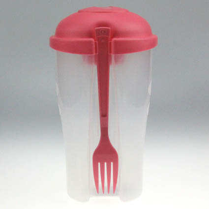 Fresh Salad Container Serving Cup Shaker with Dressing Container Fork