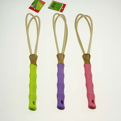  Bamboo WhisksAssorted Colors with Comfort Grip Handles