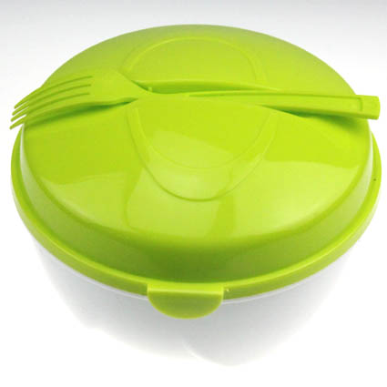 Plastic Salad Bowl Set with Dressing Container Fork