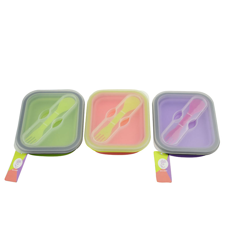 Silicone PP Lunch Bento Box Container Leakproof MicrowaveDishwasher Safe Fresh Bento with Spoon