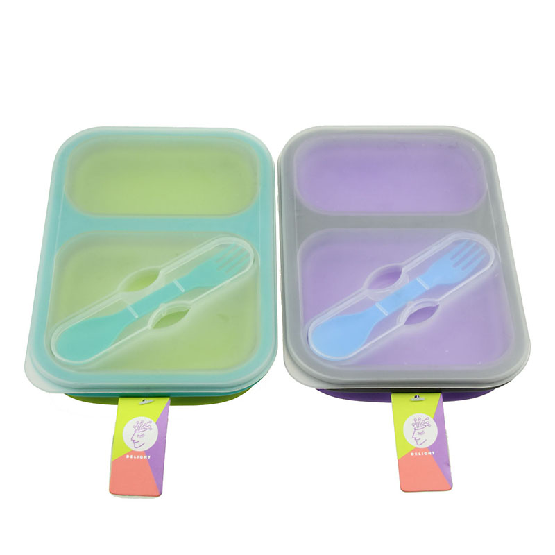 Silicone PP Lunch Bento Box Container Leakproof MicrowaveDishwasher Safe Fresh Bento with Fork