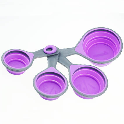 4-piece Purple/Yellow/Pink Folding Measuring Cup Set