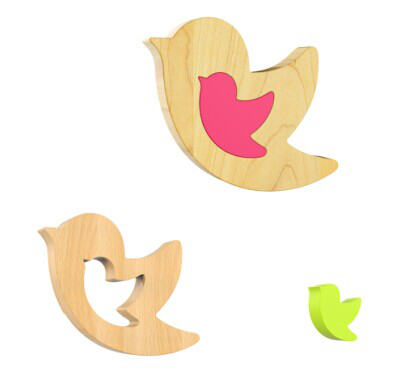 Bamboo Refrigerator MagnetBird Shape with Small Magnet Bird