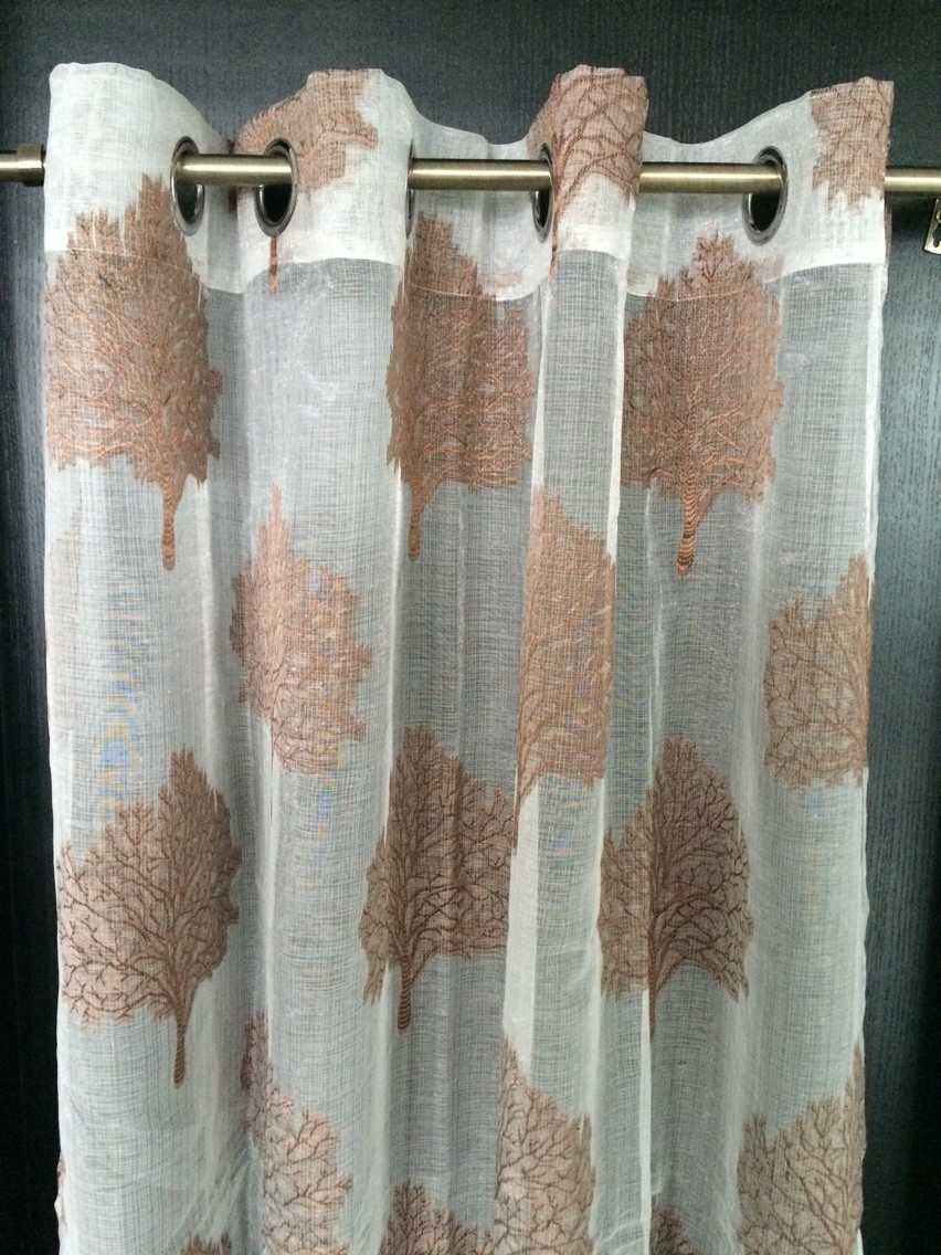 102' curtain with leaf design, including 8 copper  rings