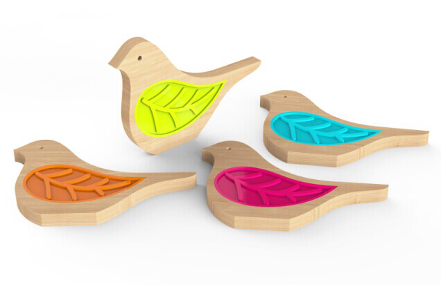 Bamboo Cup CoasterBird Shape with Silicone Insert