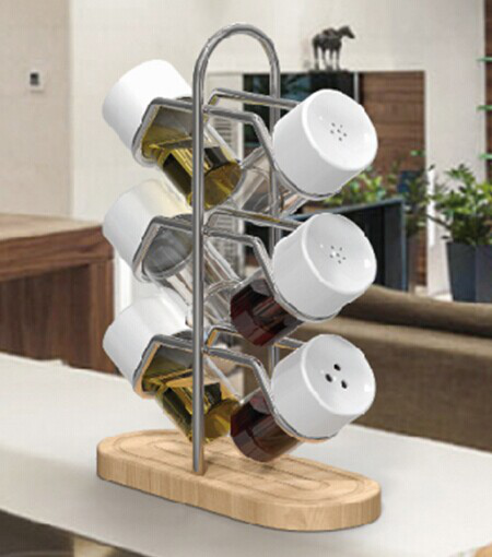 Iron Seasoning Rank Rack with Bamboo base