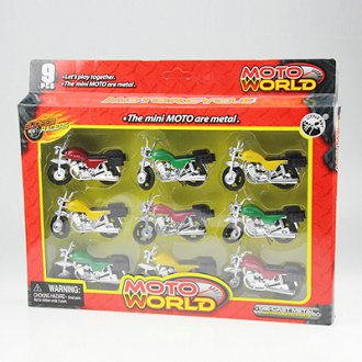 motorcycle model toy set of 9
