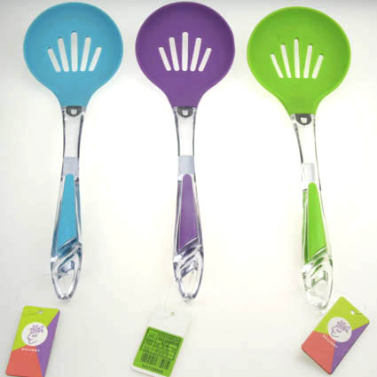 13.39 Inch Purple/Green/Blue Kitchen Plastic Slotted Spaculas for Cooking