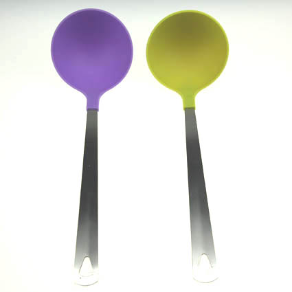12.20 Inch Pink/Yellow/Purple Nylon Ladle With Stainless Steel Handle