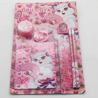 Stationery Set with Color book, Pencil, Clip, EraserRuller