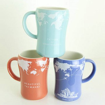 14.2oz Ceramic Cup with Country Map Design