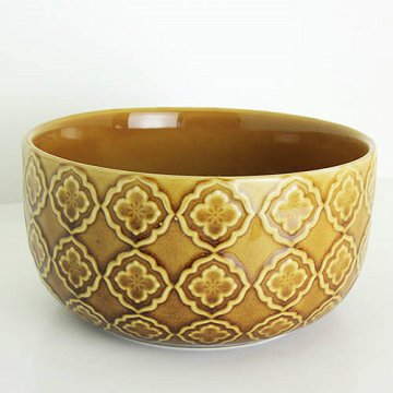 28.7 oz Ceramic Color Bowl with Flower Artwork