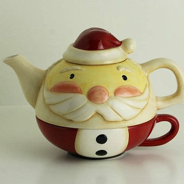 Christmas Ceramic Teapot & Bowl Set